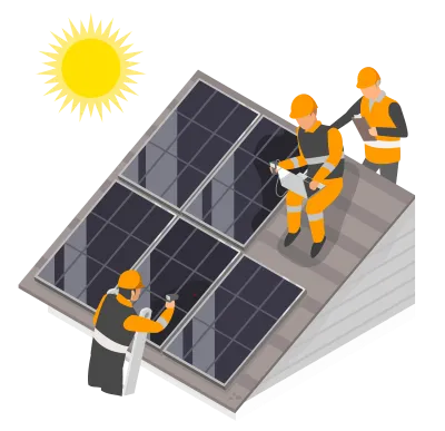 toit avec panneaux solaires et installateurs
